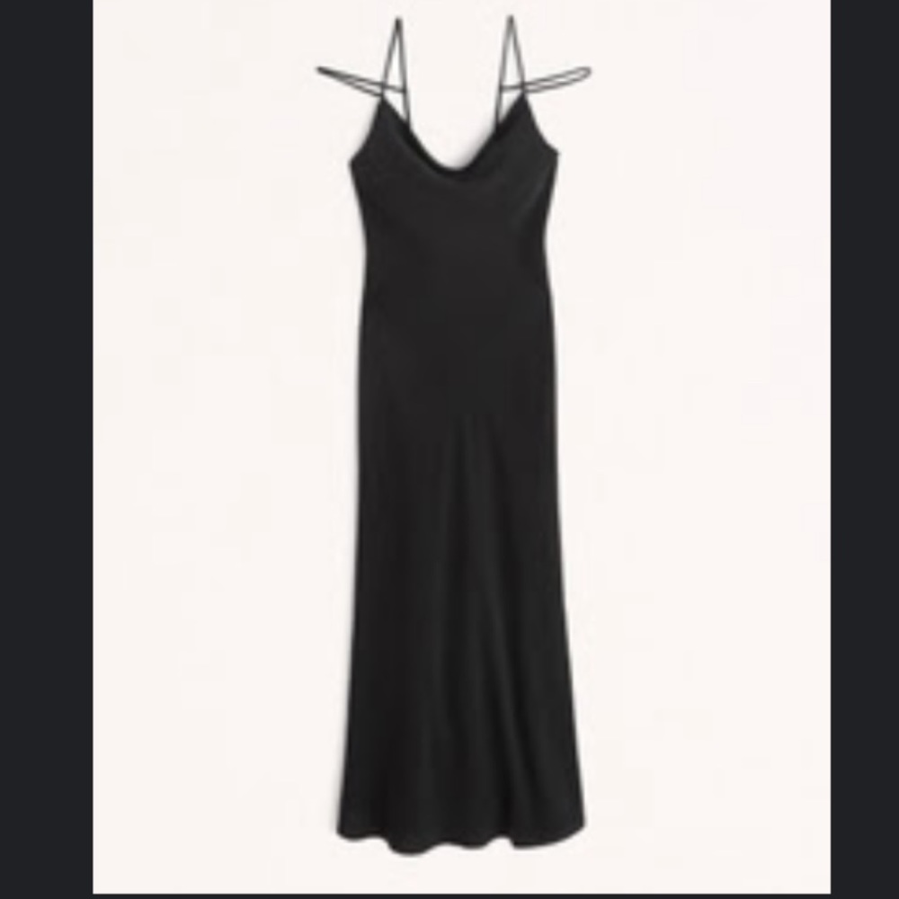 Abercrombie & Fitch Black Cowl Neck Slip Satin Maxi Dress in size M